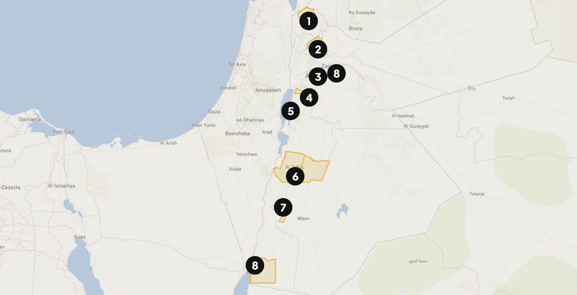 Map of Jordan Itinerary