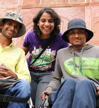 Neha Arora (center) and two Planet Abled travelers on an early trip to Agra.
